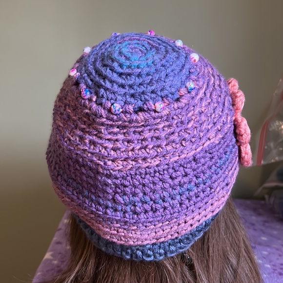 Crochet flower newsboy medium soft acrylic mandala yarn new delicate - Picture 3 of 6